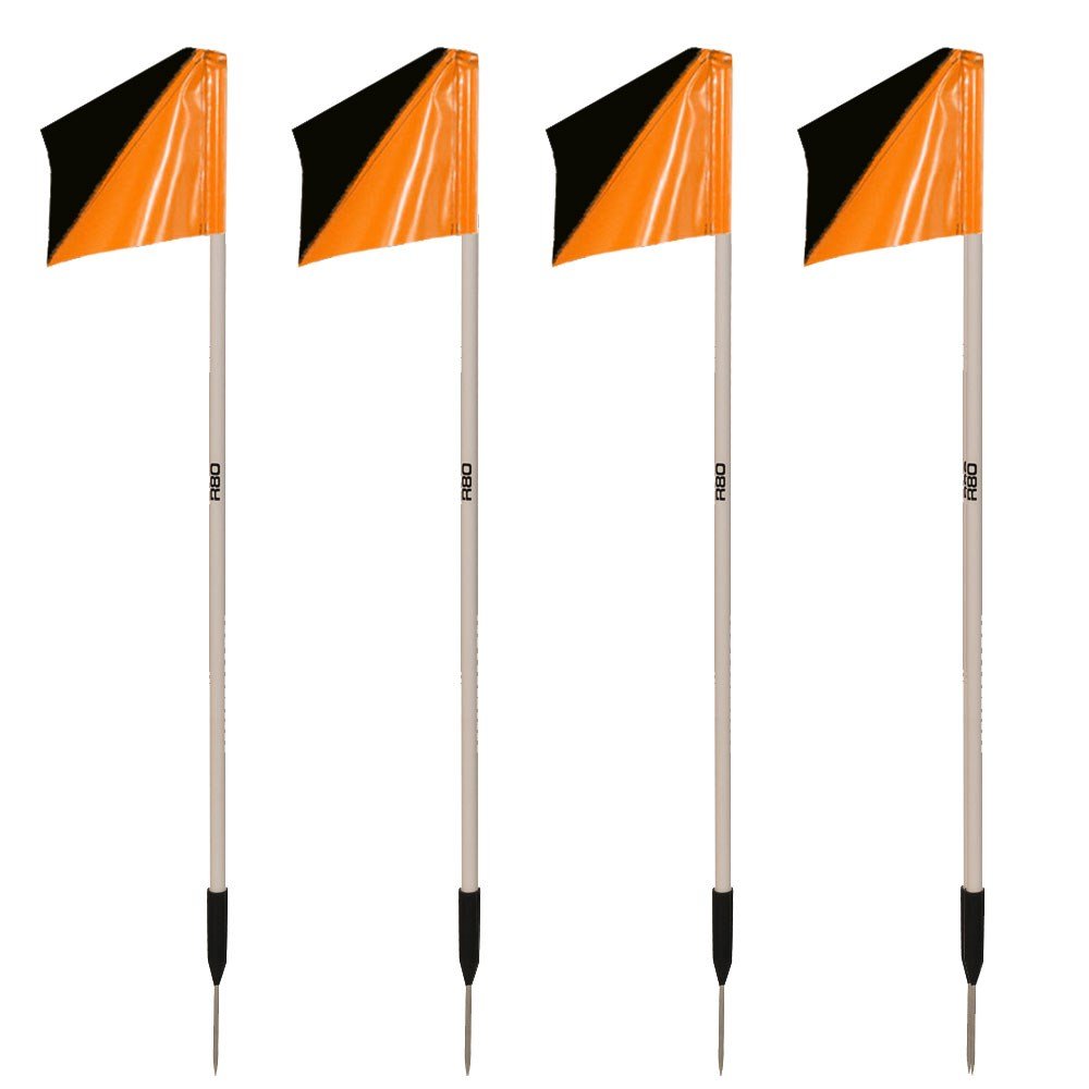 Sideline Pole with Club Colours Flag Sets - Black / OrangeSet of 4