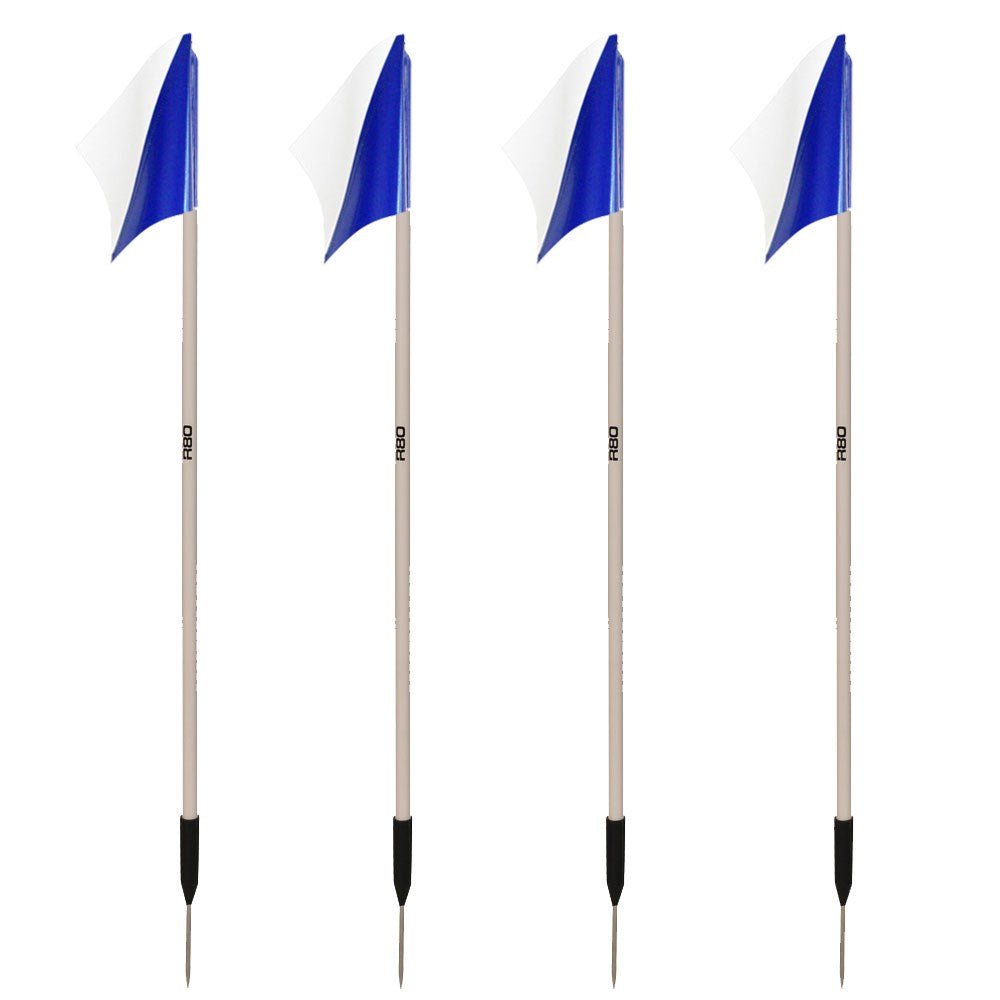 Sideline Pole with Club Colours Flag Sets - White / Navy BlueSet of 4