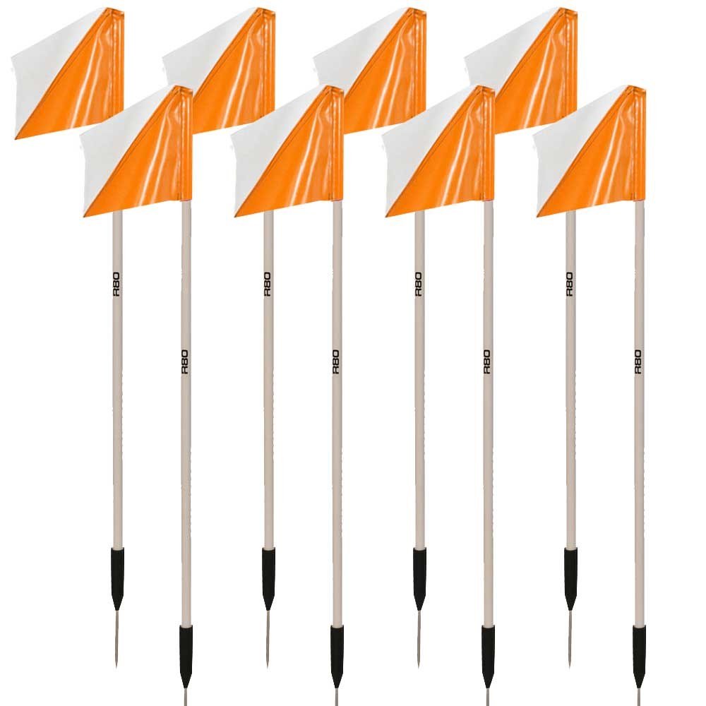 Sideline Pole with Club Colours Flag Sets - White / OrangeSet of 8