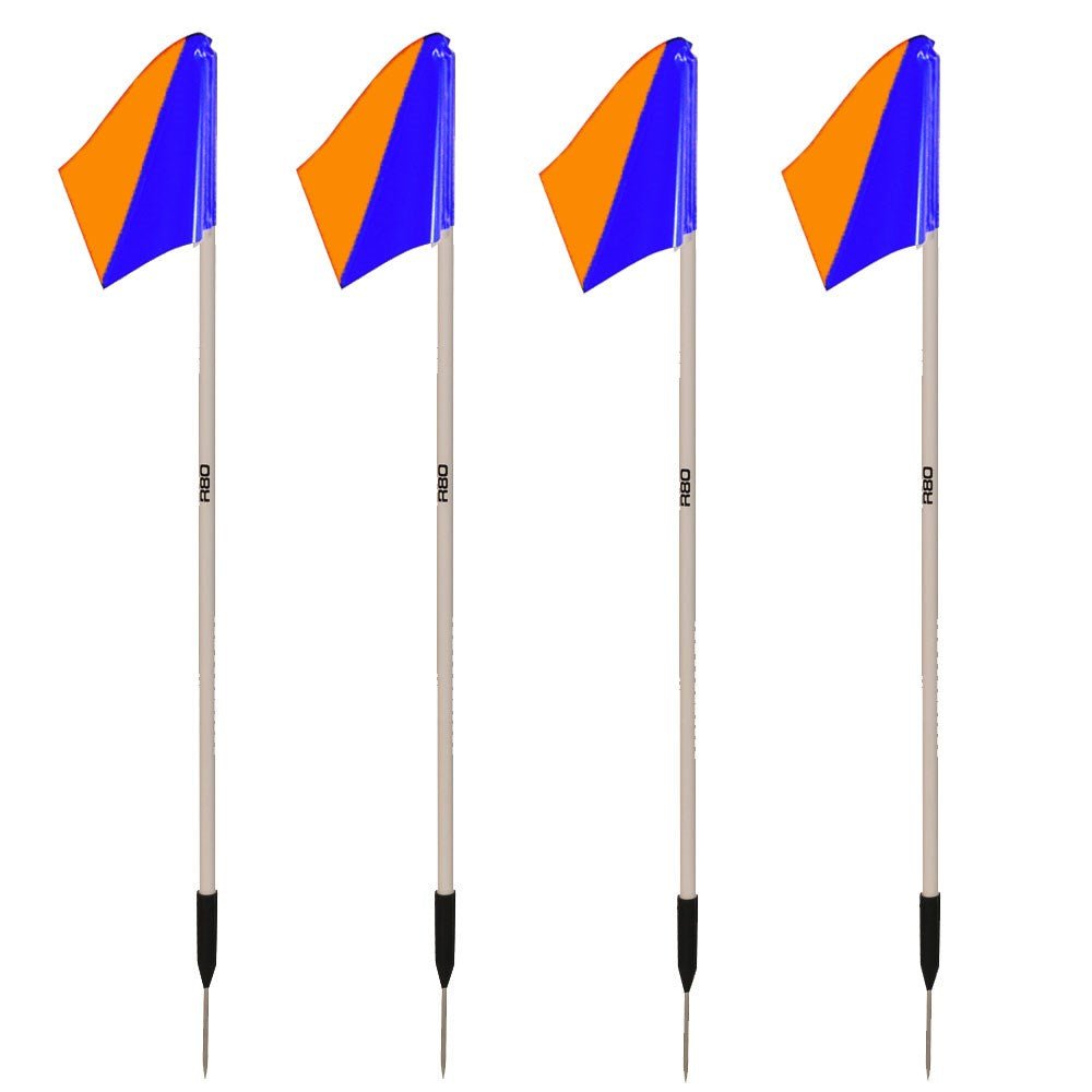 Sideline Pole with Club Colours Flag Sets - Orange / Navy BlueSet of 4