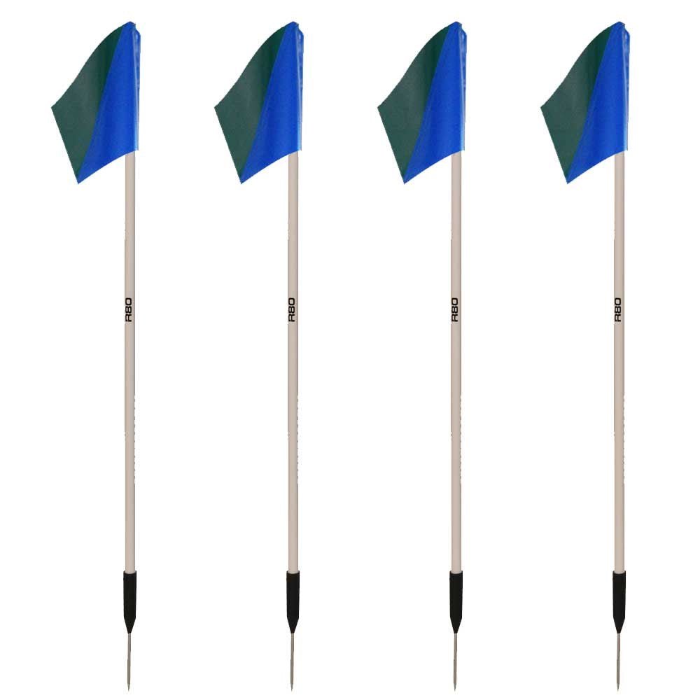Sideline Pole with Club Colours Flag Sets - Navy Blue / GreenSet of 4