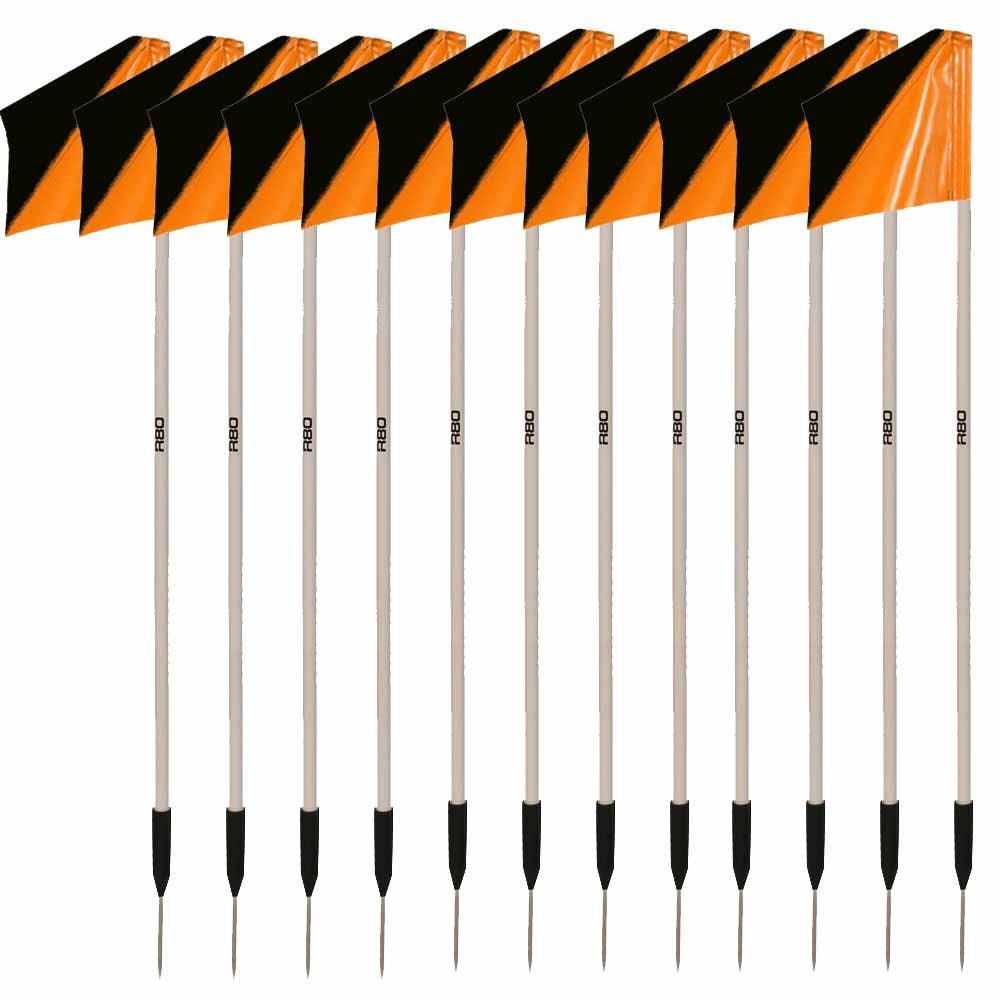 Sideline Pole with Club Colours Flag Sets - Black / OrangeSet of 14