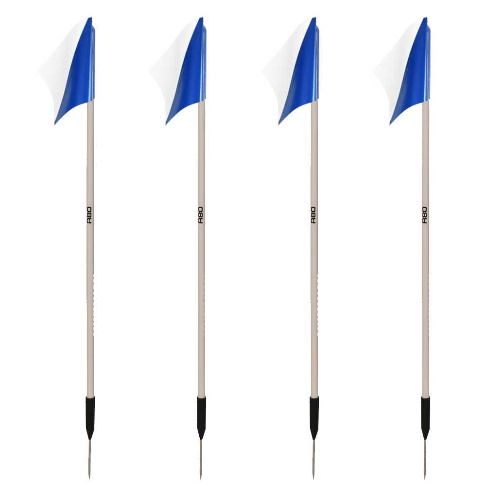 Sideline Pole with Club Colours Flag Sets - Royal Blue / WhiteSet of 4