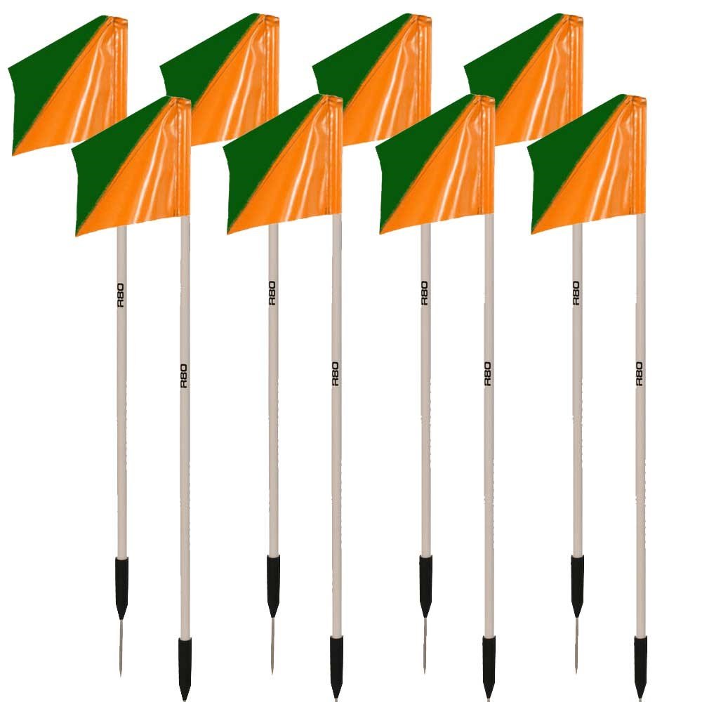 Sideline Pole with Club Colours Flag Sets - Green / OrangeSet of 8