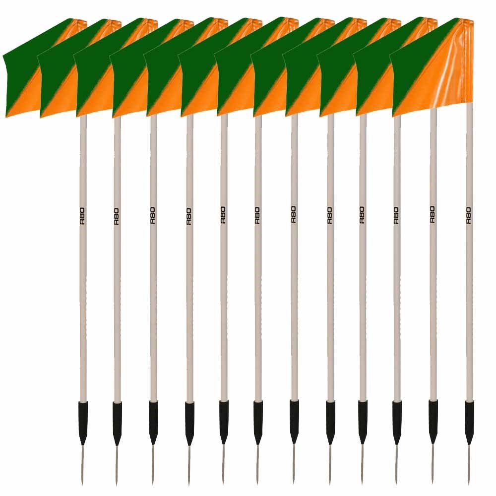 Sideline Pole with Club Colours Flag Sets - Green / OrangeSet of 14