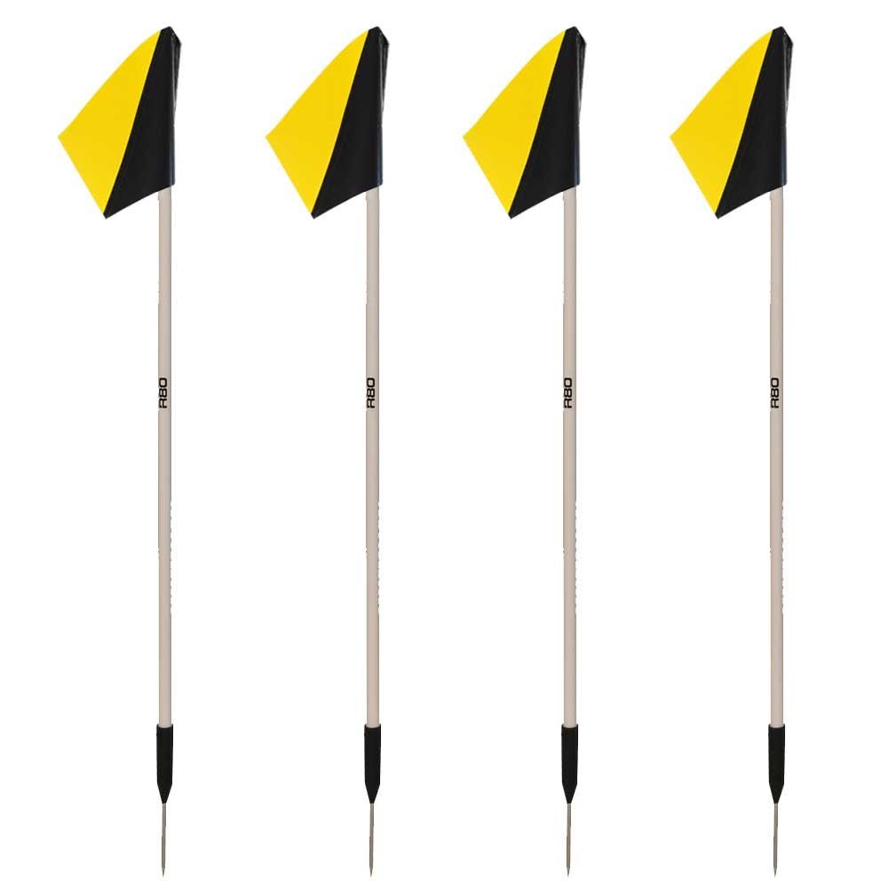 Sideline Pole with Club Colours Flag Sets - Yellow / BlackSet of 4