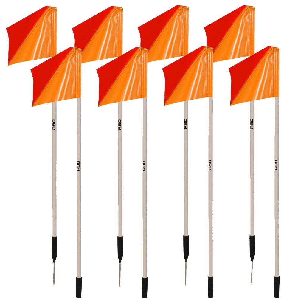 Sideline Pole with Club Colours Flag Sets - Red / OrangeSet of 8