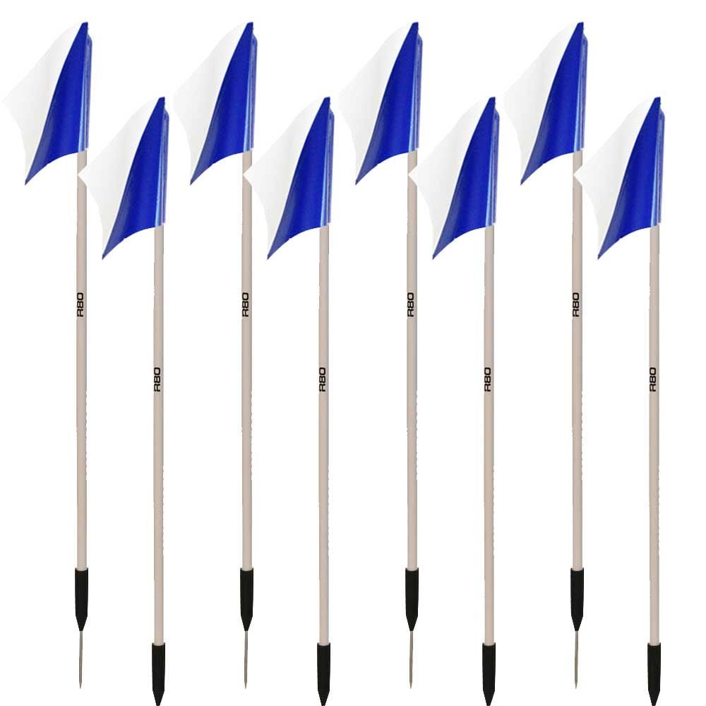 Sideline Pole with Club Colours Flag Sets - White / Navy BlueSet of 8