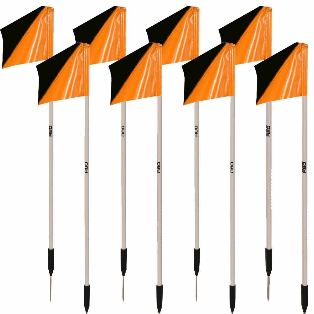 Sideline Pole with Club Colours Flag Sets - Black / OrangeSet of 8