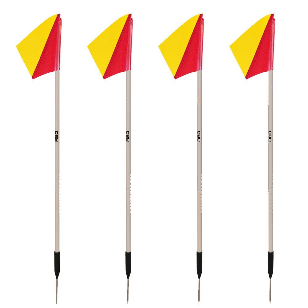 Sideline Pole with Club Colours Flag Sets - Yellow / RedSet of 4