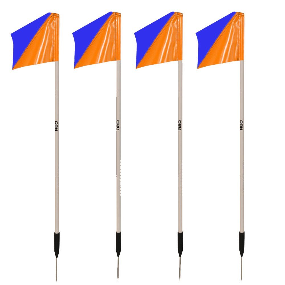Sideline Pole with Club Colours Flag Sets - Royal Blue / OrangeSet of 4