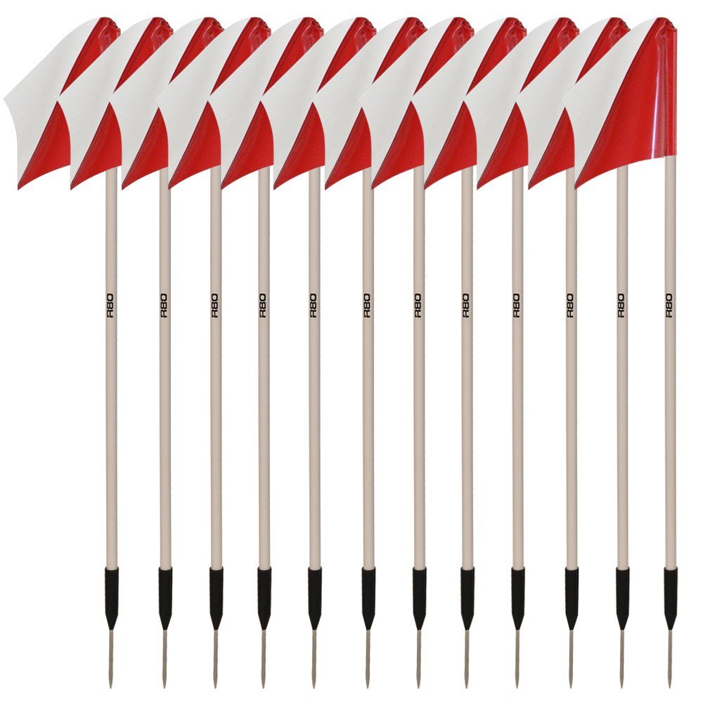 Sideline Pole with Club Colours Flag Sets - Red / WhiteSet of 14
