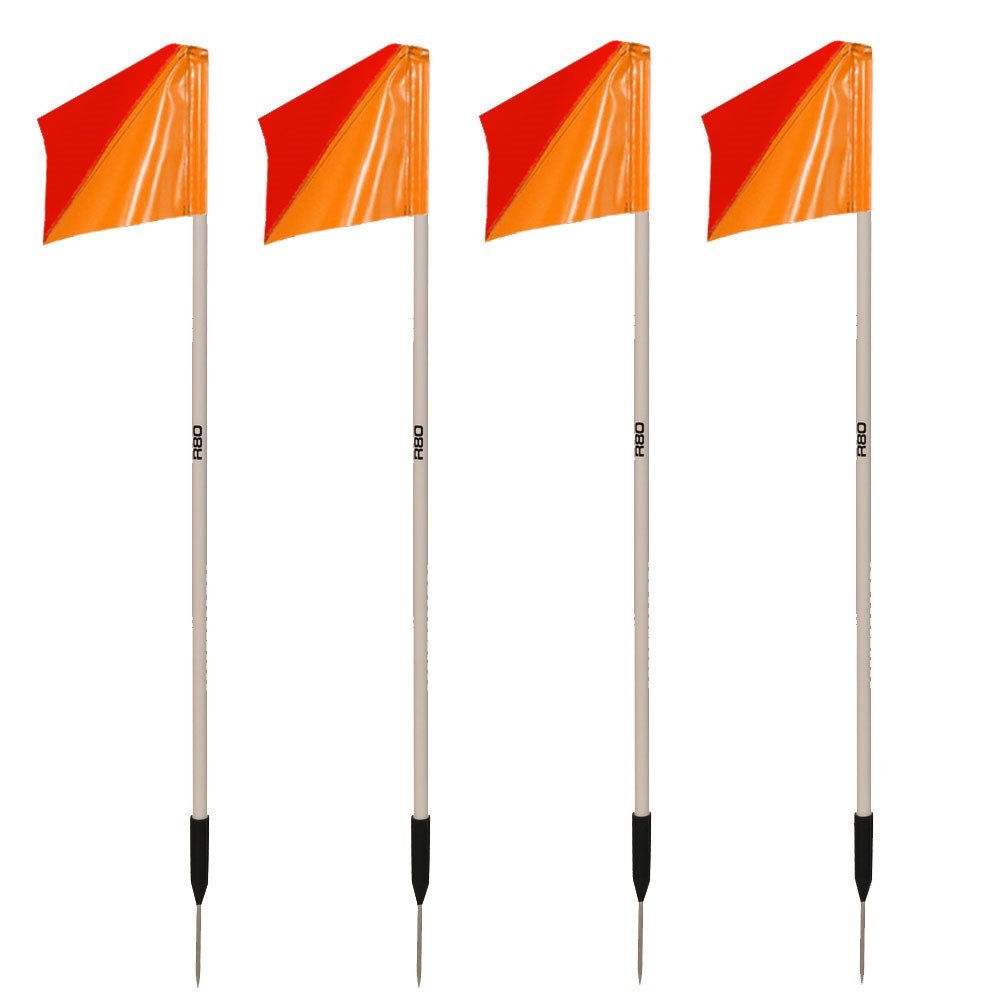 Sideline Pole with Club Colours Flag Sets - Red / OrangeSet of 4