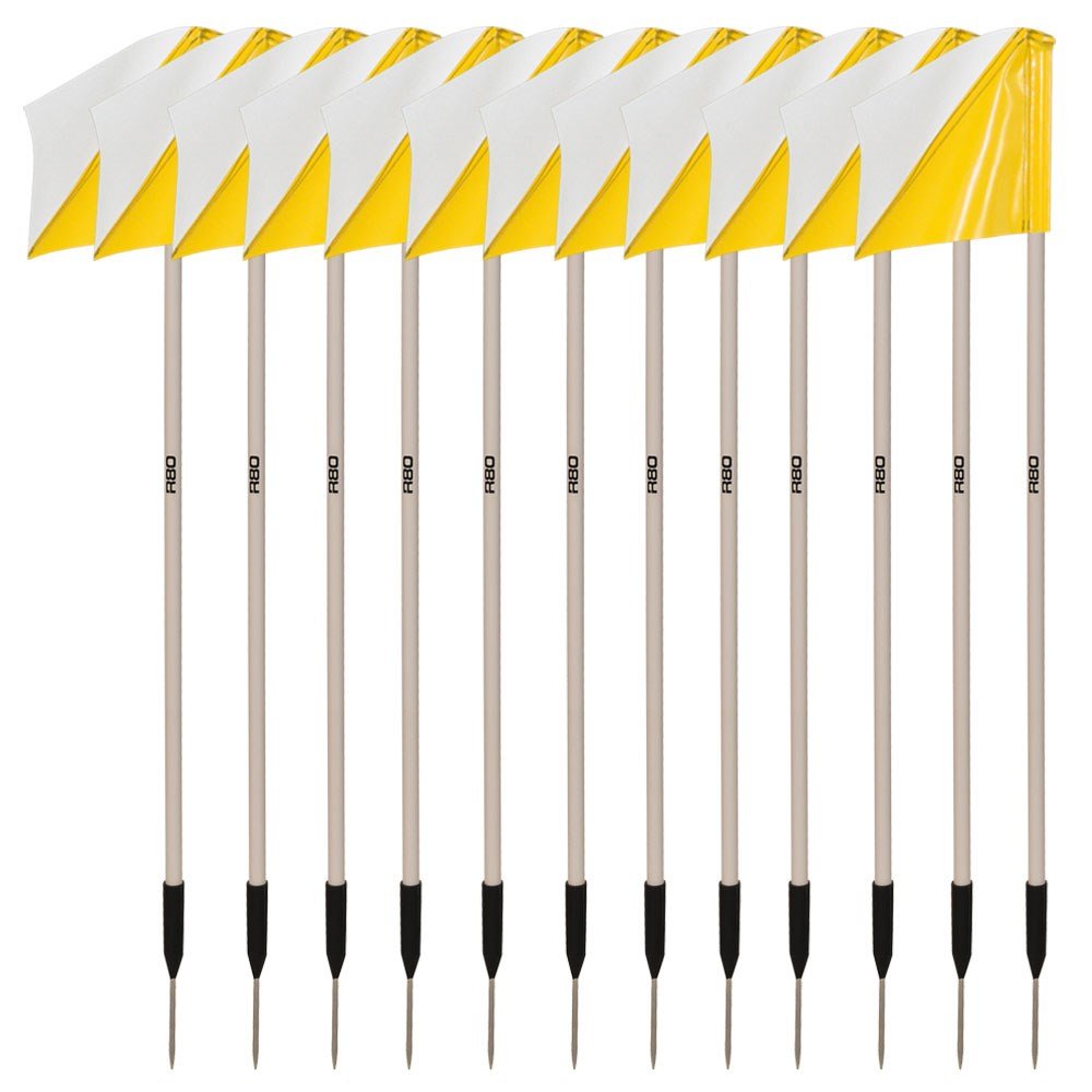 Sideline Pole with Club Colours Flag Sets - Yellow / WhiteSet of 14