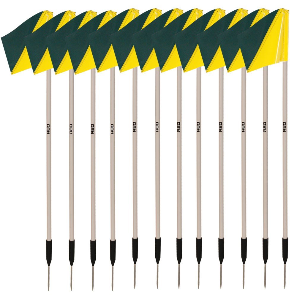 Sideline Pole with Club Colours Flag Sets - Yellow / GreenSet of 14