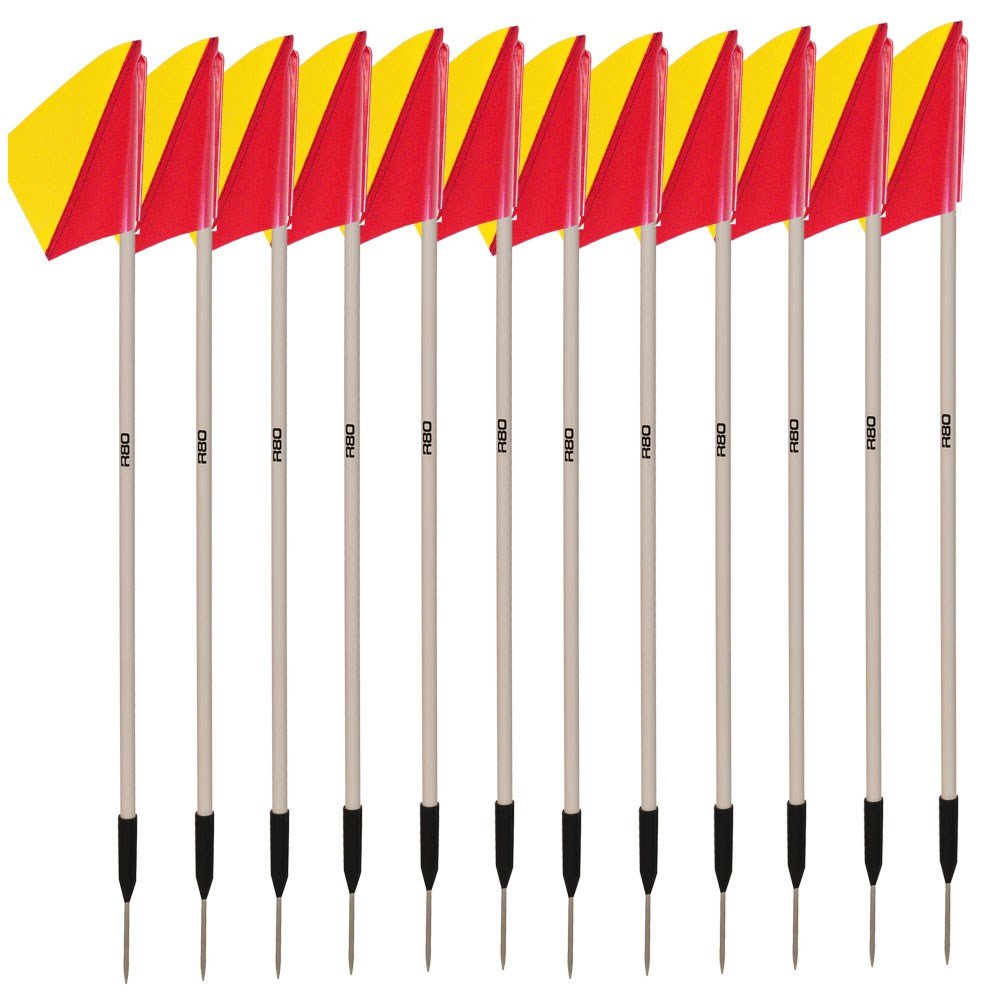 Sideline Pole with Club Colours Flag Sets - Yellow / RedSet of 14