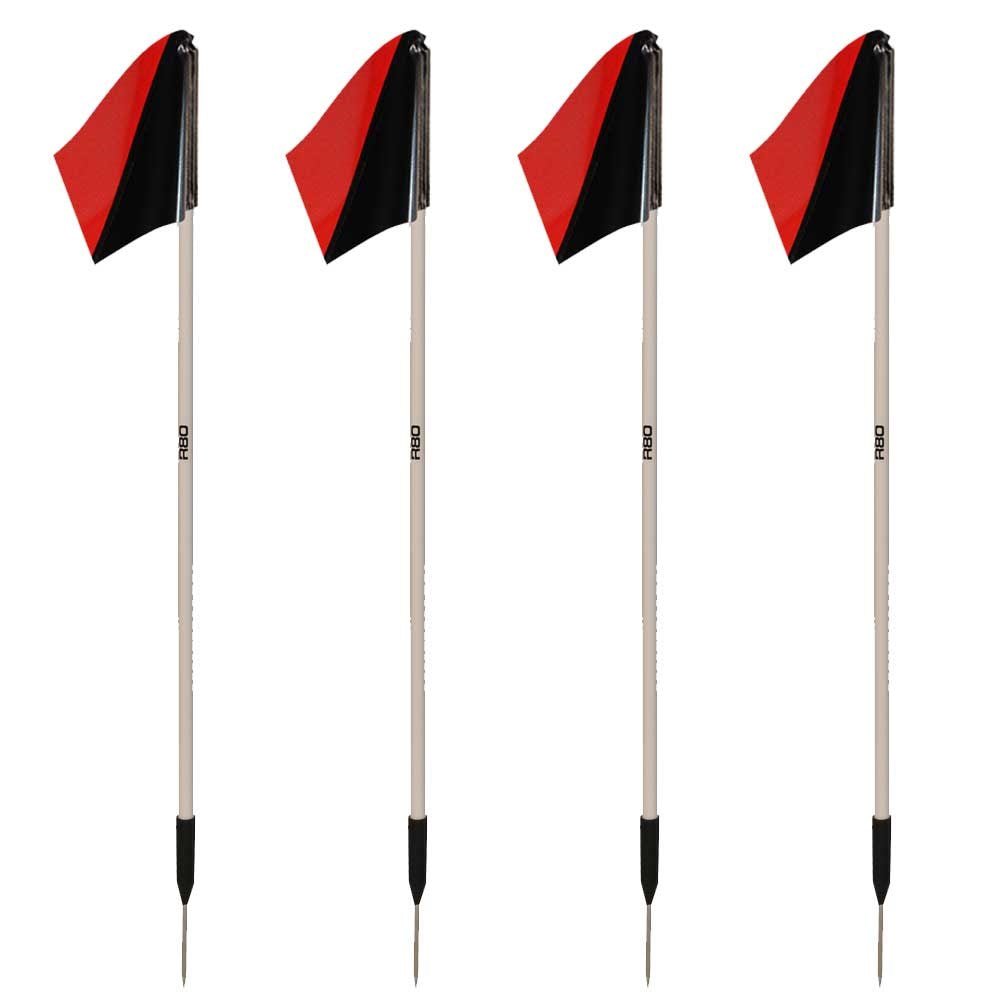 Sideline Pole with Club Colours Flag Sets - Black / RedSet of 4