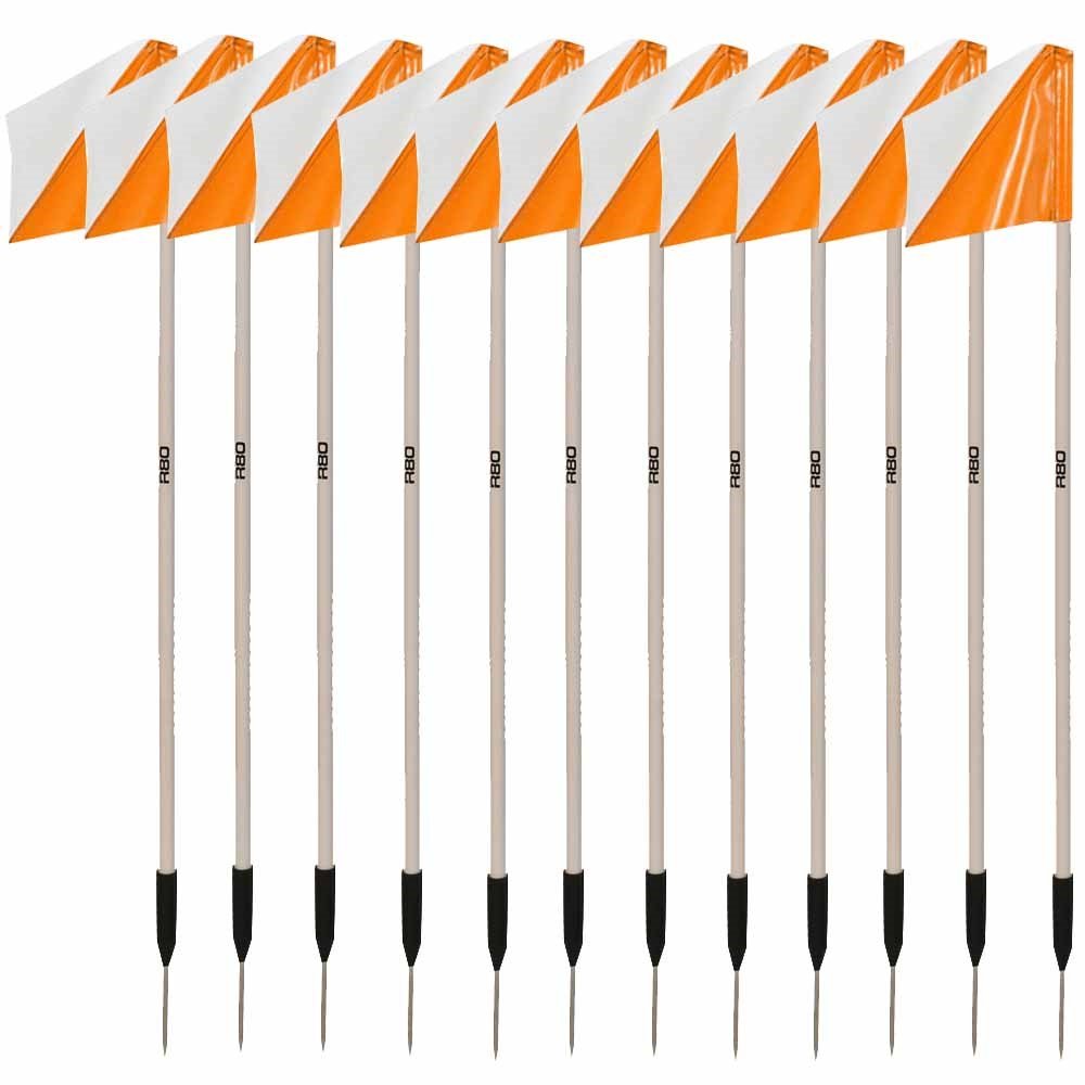 Sideline Pole with Club Colours Flag Sets - White / OrangeSet of 14