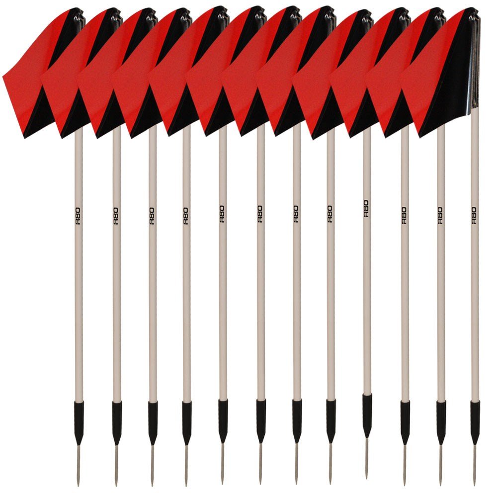 Sideline Pole with Club Colours Flag Sets - Black / RedSet of 14