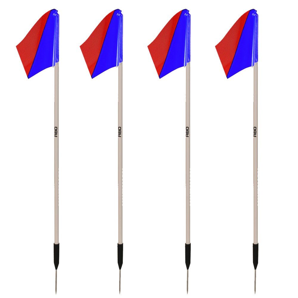 Sideline Pole with Club Colours Flag Sets - Royal Blue / RedSet of 4