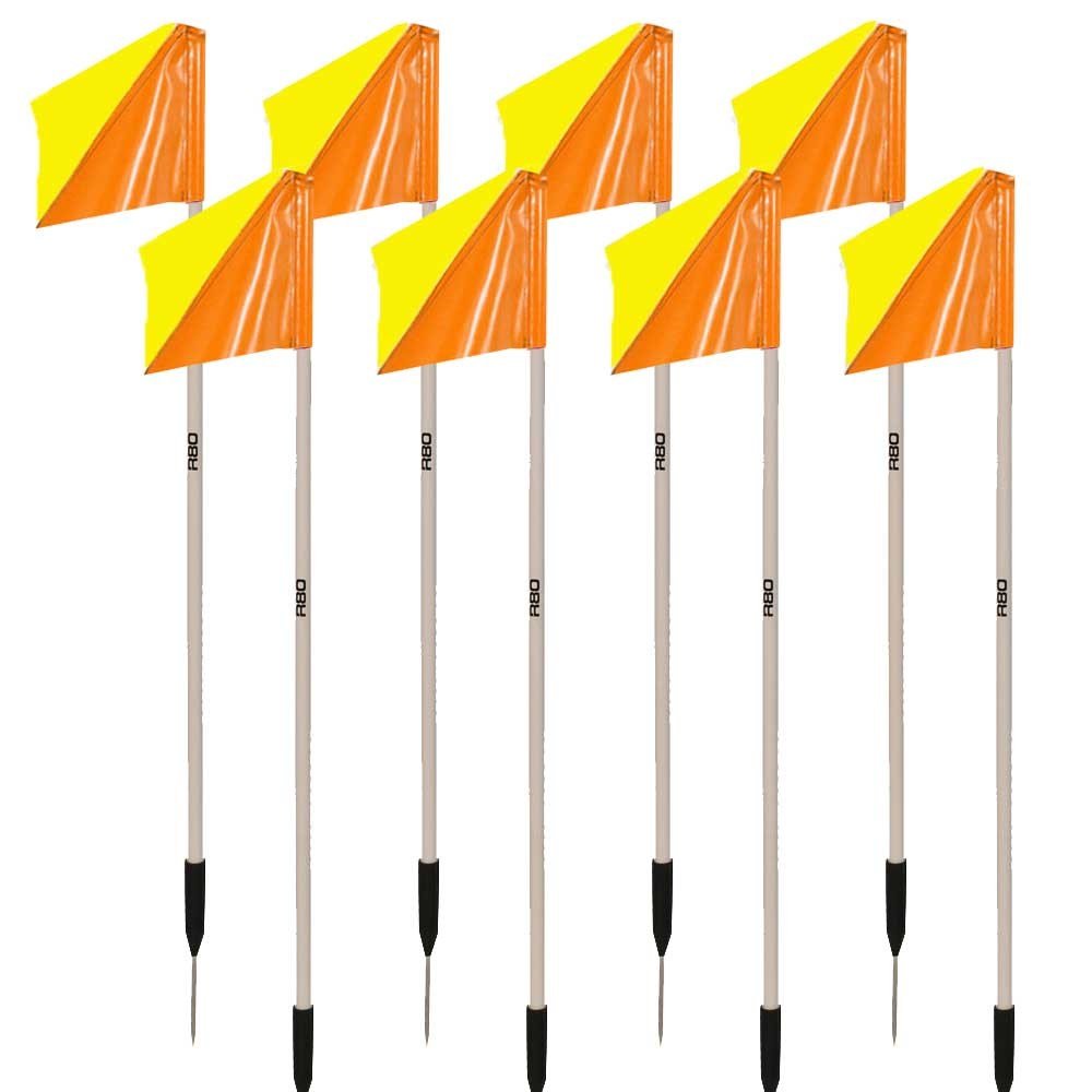Sideline Pole with Club Colours Flag Sets - Yellow / OrangeSet of 8