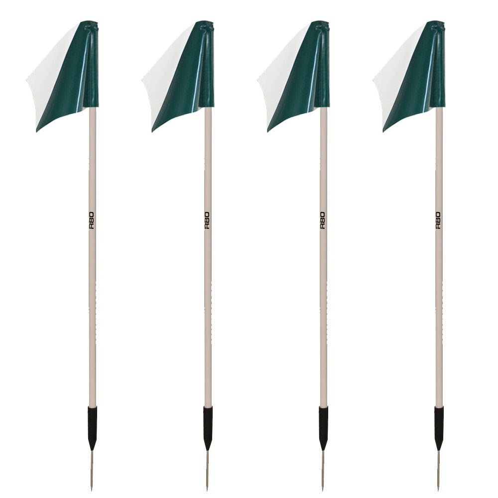 Sideline Pole with Club Colours Flag Sets - Green /WhiteSet of 4