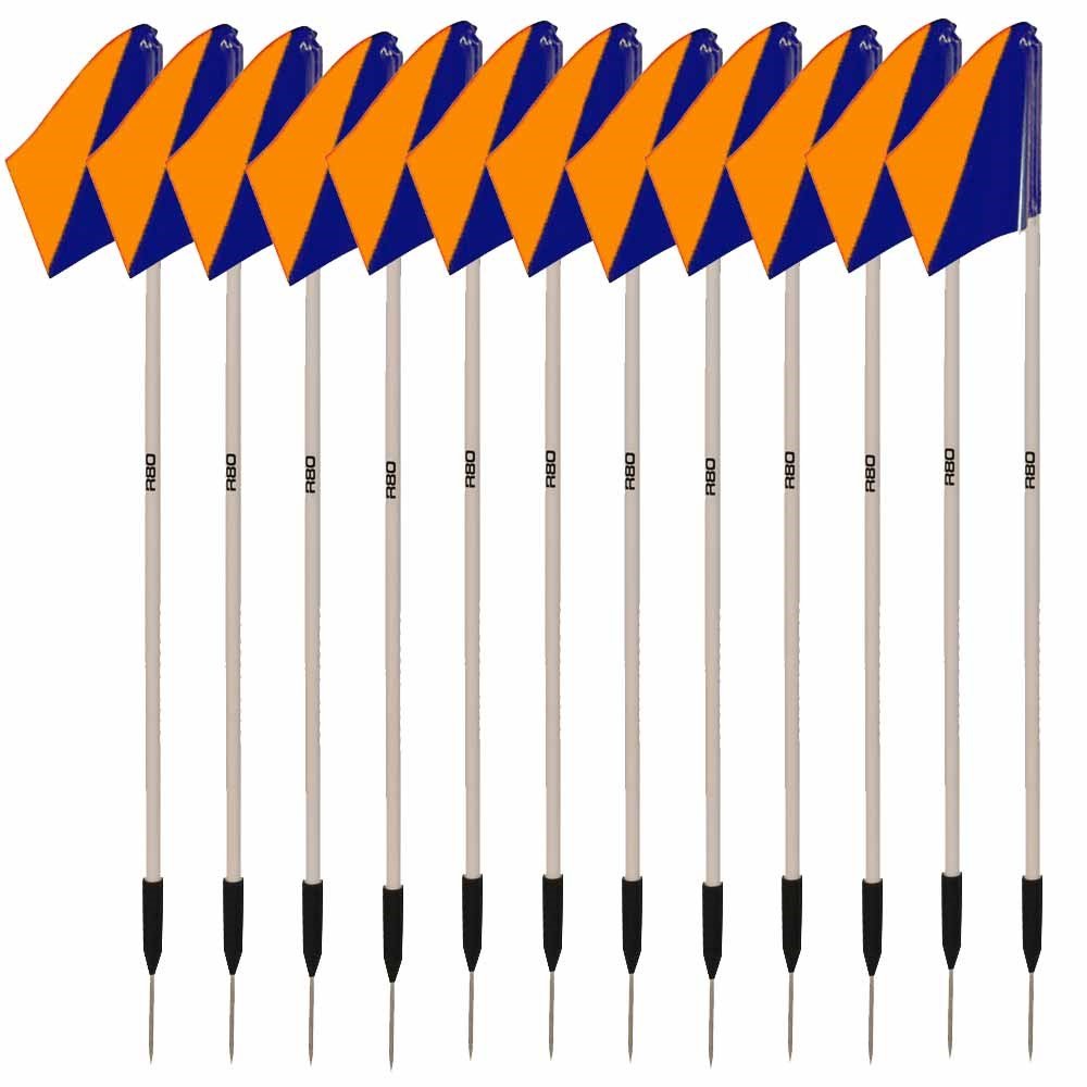 Sideline Pole with Club Colours Flag Sets - Orange / Navy BlueSet of 14