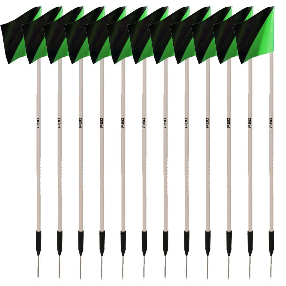 Sideline Pole with Club Colours Flag Sets - Green / BlackSet of 14