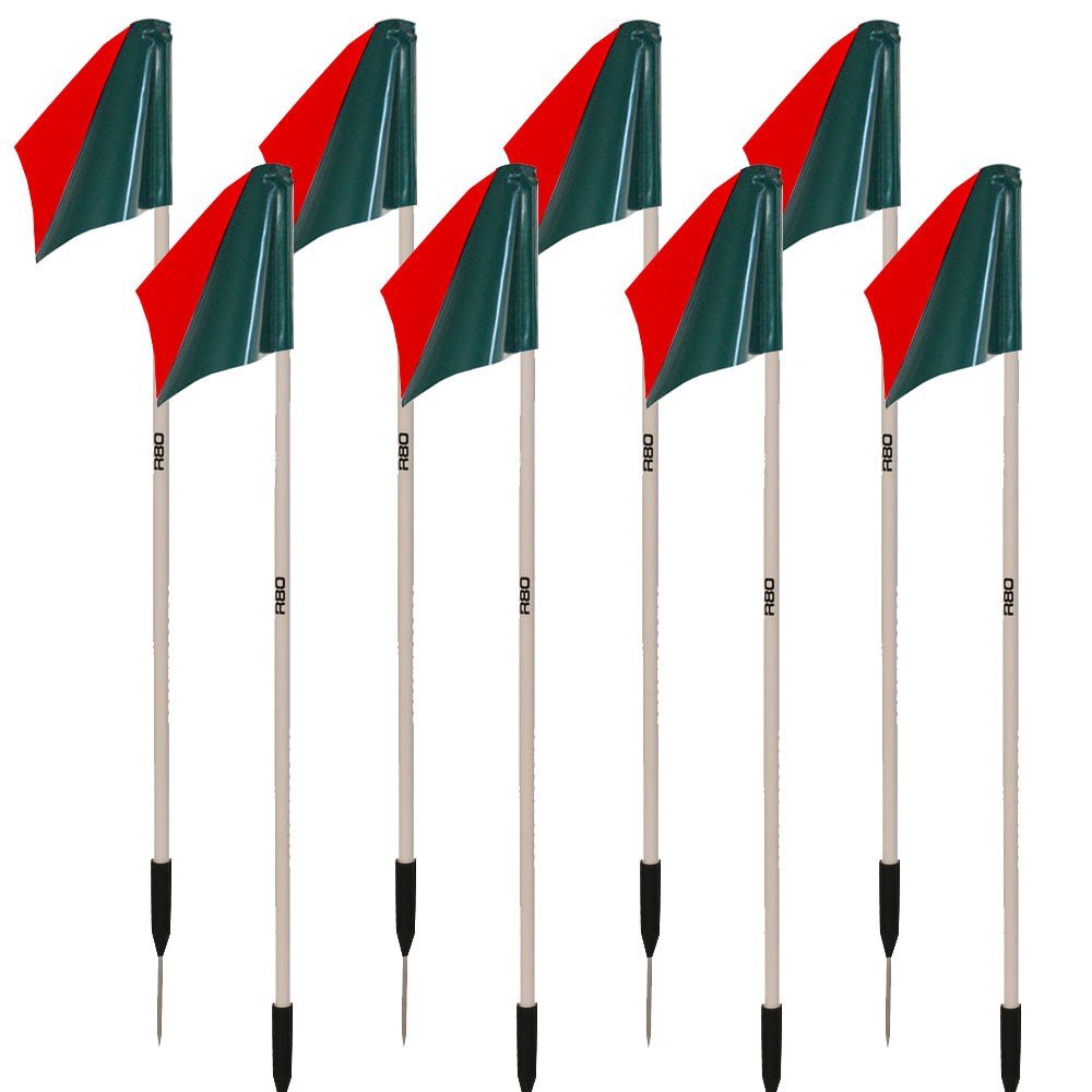 Sideline Pole with Club Colours Flag Sets - White / Navy BlueSet of 8