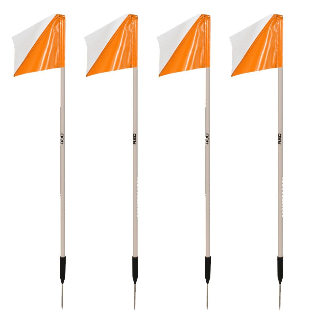 Sideline Pole with Club Colours Flag Sets - White / OrangeSet of 4