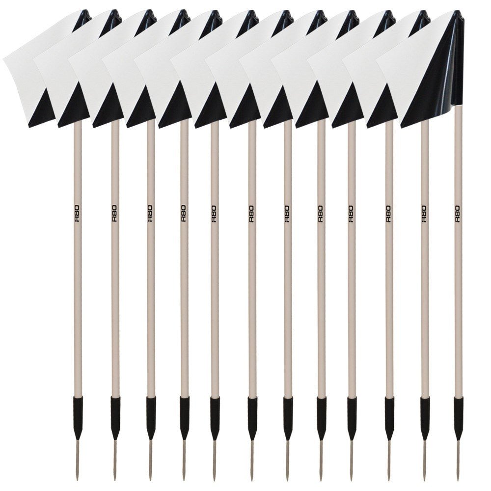 Sideline Pole with Club Colours Flag Sets - Black / WhiteSet of 14