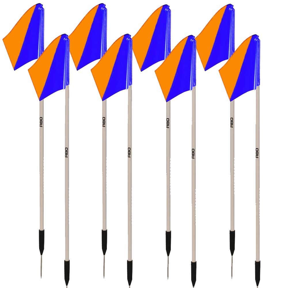 Sideline Pole with Club Colours Flag Sets - Royal Blue / OrangeSet of 8