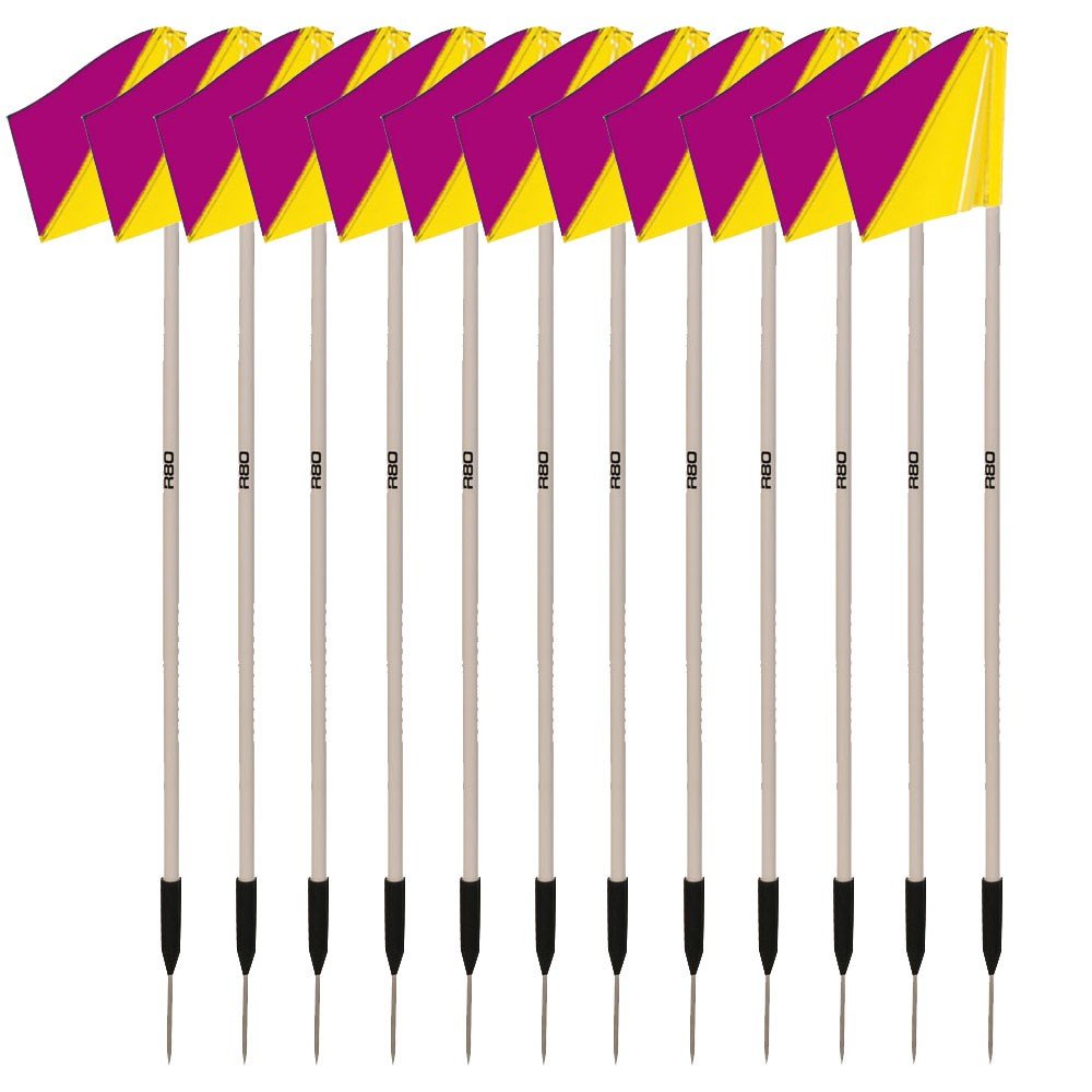Sideline Pole with Club Colours Flag Sets - Yellow / OrangeSet of 14