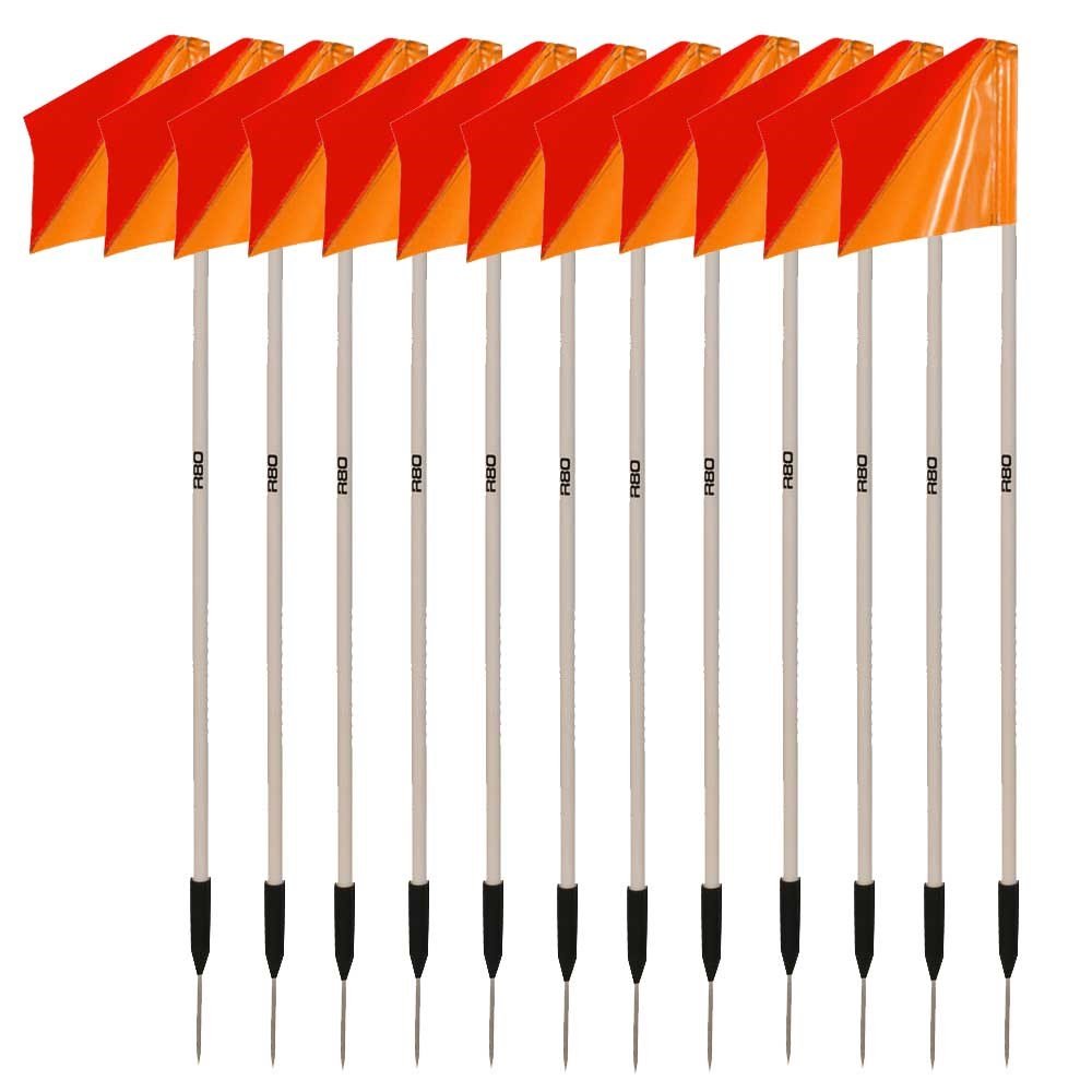 Sideline Pole with Club Colours Flag Sets - Red / OrangeSet of 14