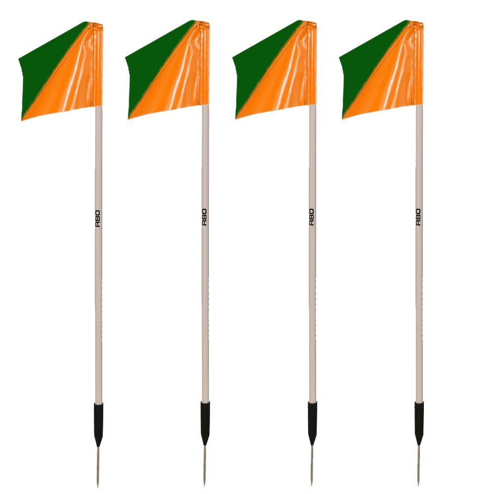 Sideline Pole with Club Colours Flag Sets - Green / OrangeSet of 4