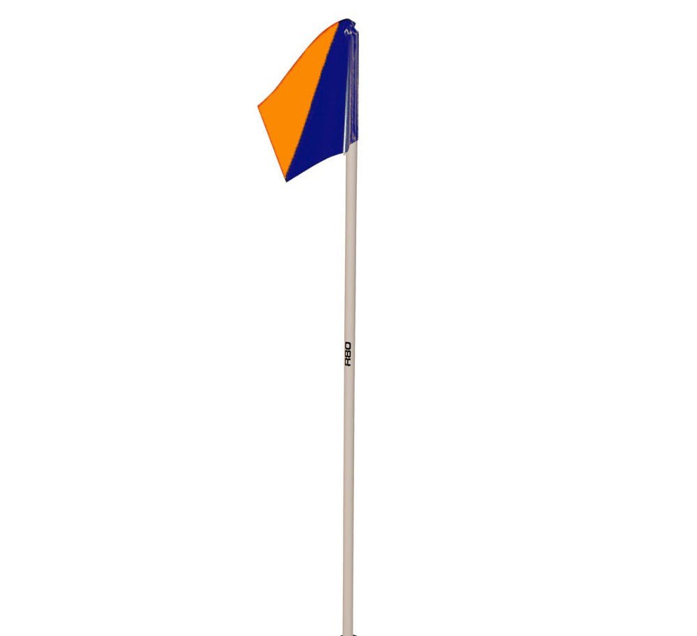 Sideline Pole with Club Colours Flag - Orange / Navy Blue