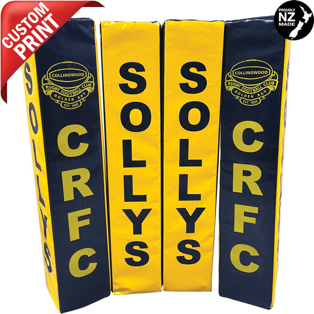 Custom Printed Rugby Goal Post Protector Pads - Black