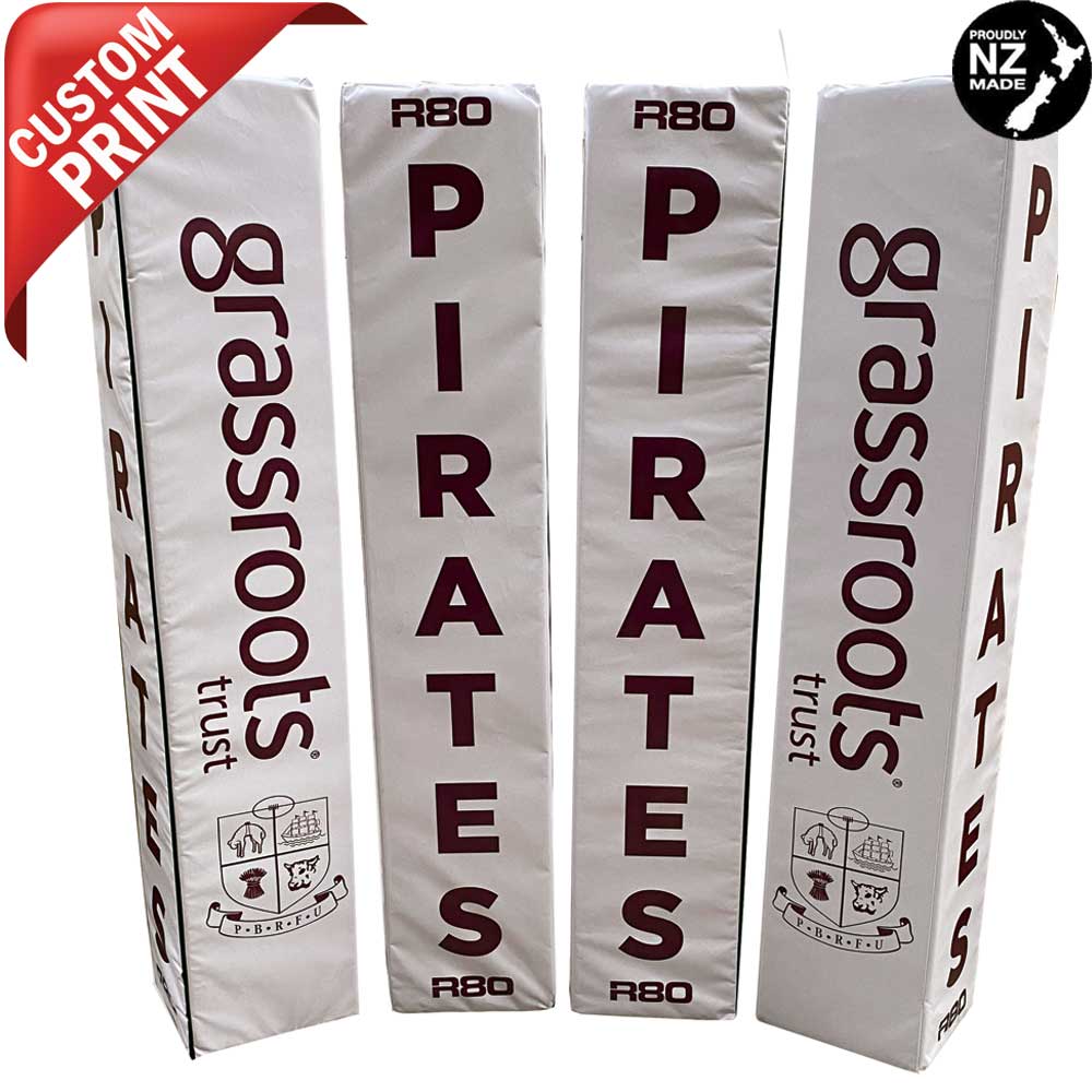 Custom Printed Rugby Goal Post Protector Pads - White