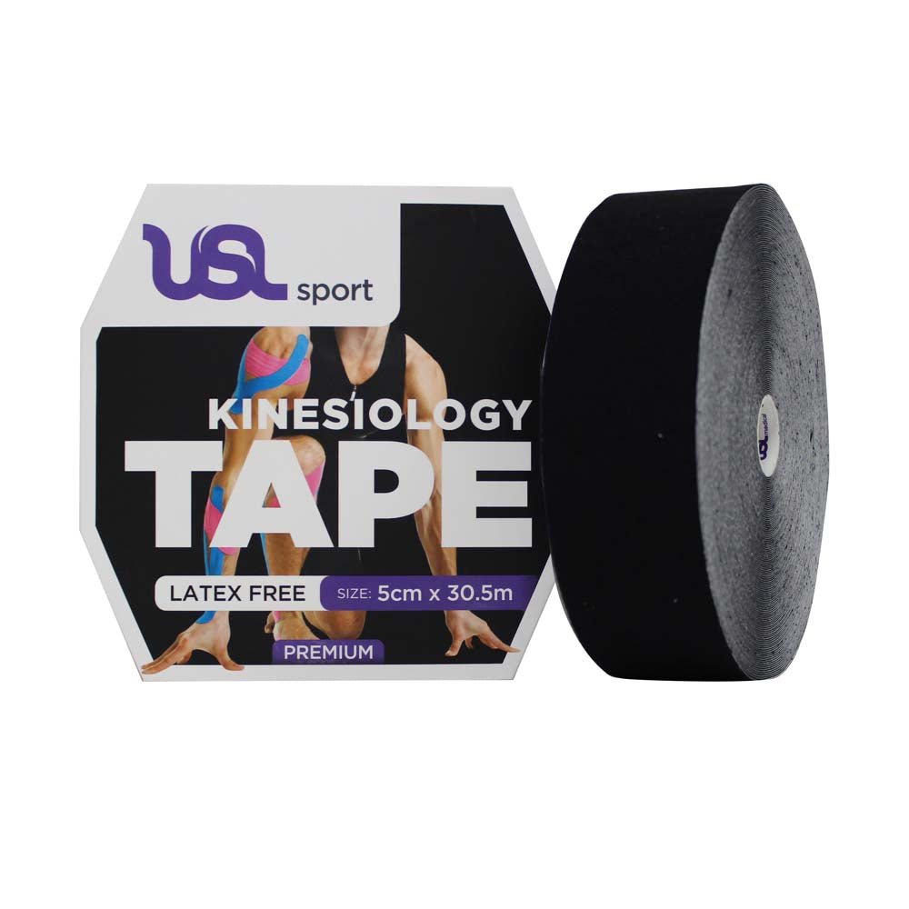 Premium Kinesiology Tex Tape - 5cm x 30m Roll - Black