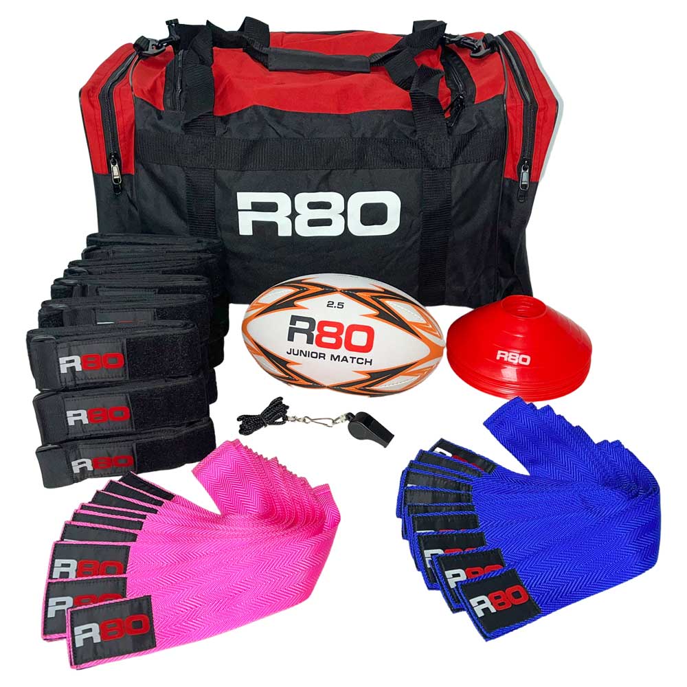 R80 Junior Rippa Rugby Game Sets - 10 Player Teams - Blue &amp; Green