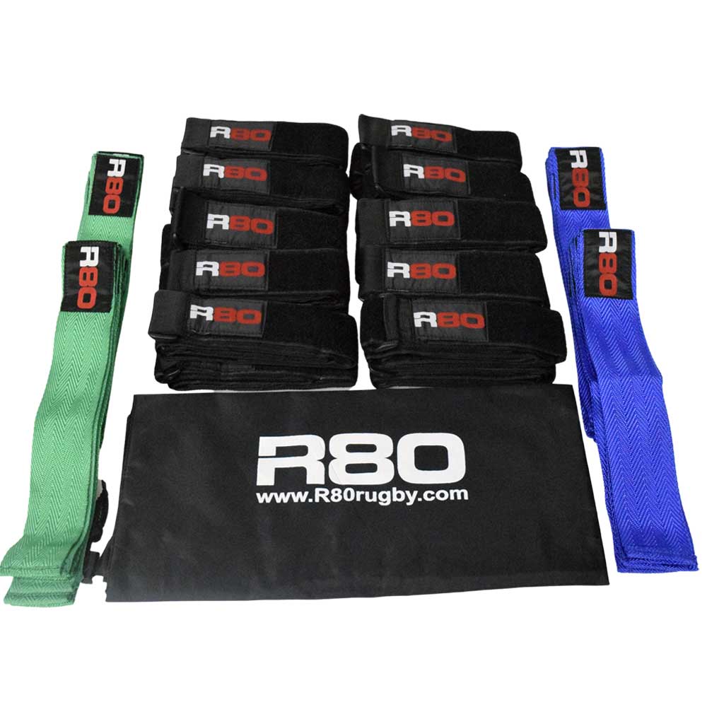 R80 Junior Rippa Rugby Sets for 20 Players - Blue / Green