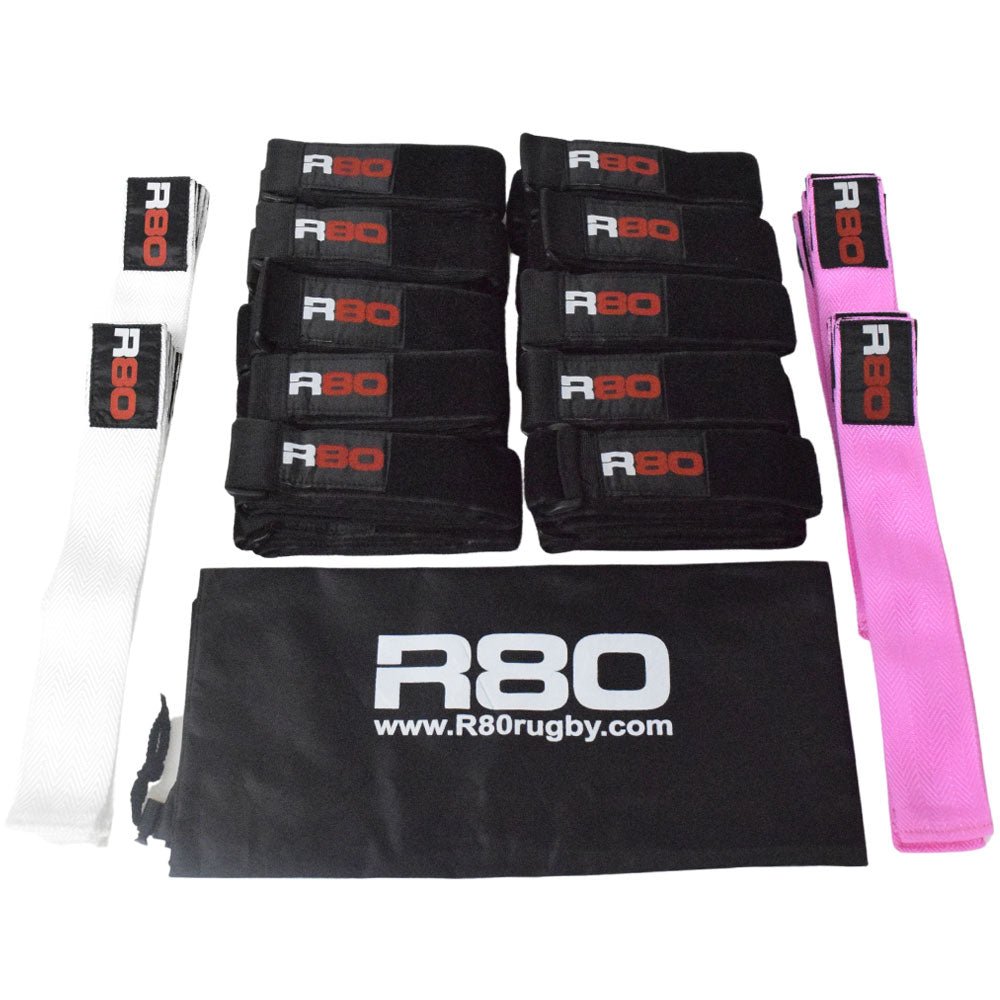 R80 Junior Rippa Rugby Sets for 20 Players - White / Pink