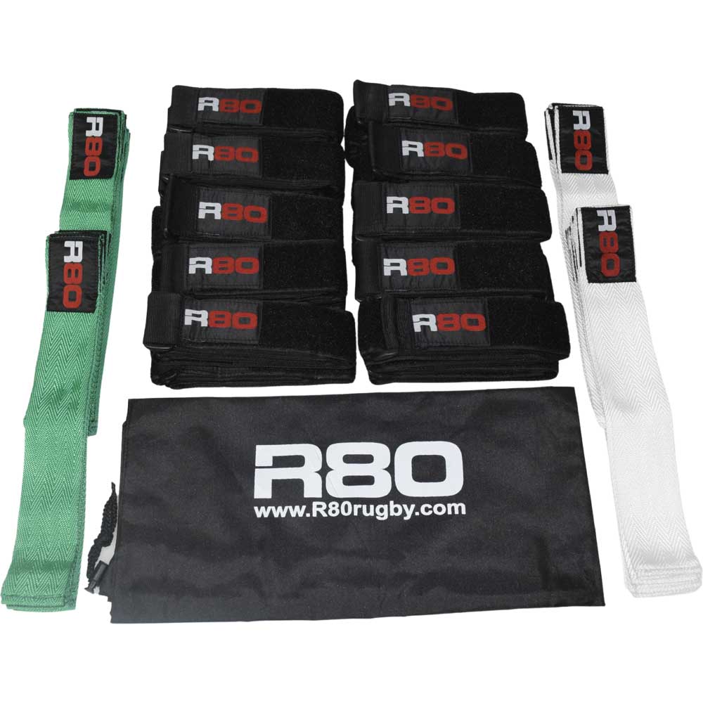 R80 Junior Rippa Rugby Sets for 20 Players - White / Green