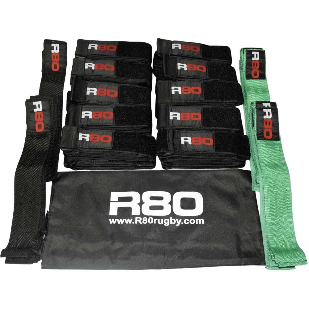 R80 Junior Rippa Rugby Sets for 30 Players - Black / Green