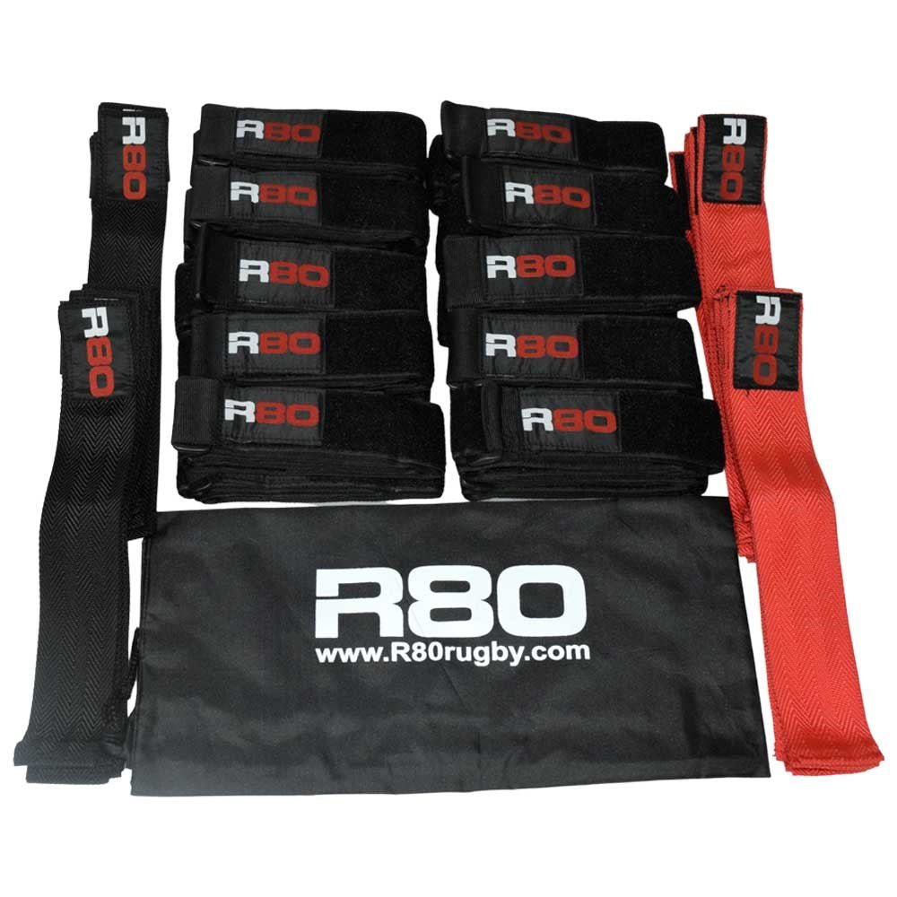 R80 Junior Rippa Rugby Sets for 30 Players - Black / Red