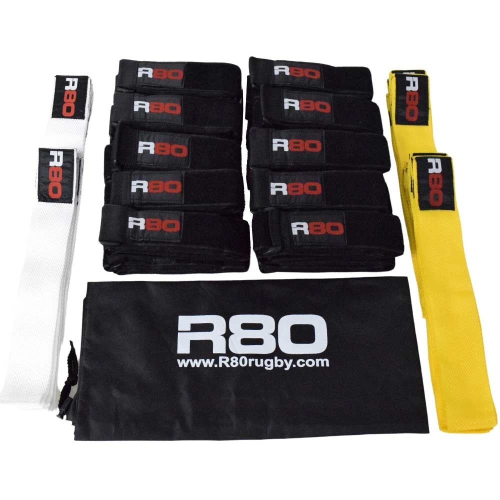 R80 Junior Rippa Rugby Sets for 30 Players - White / Yellow