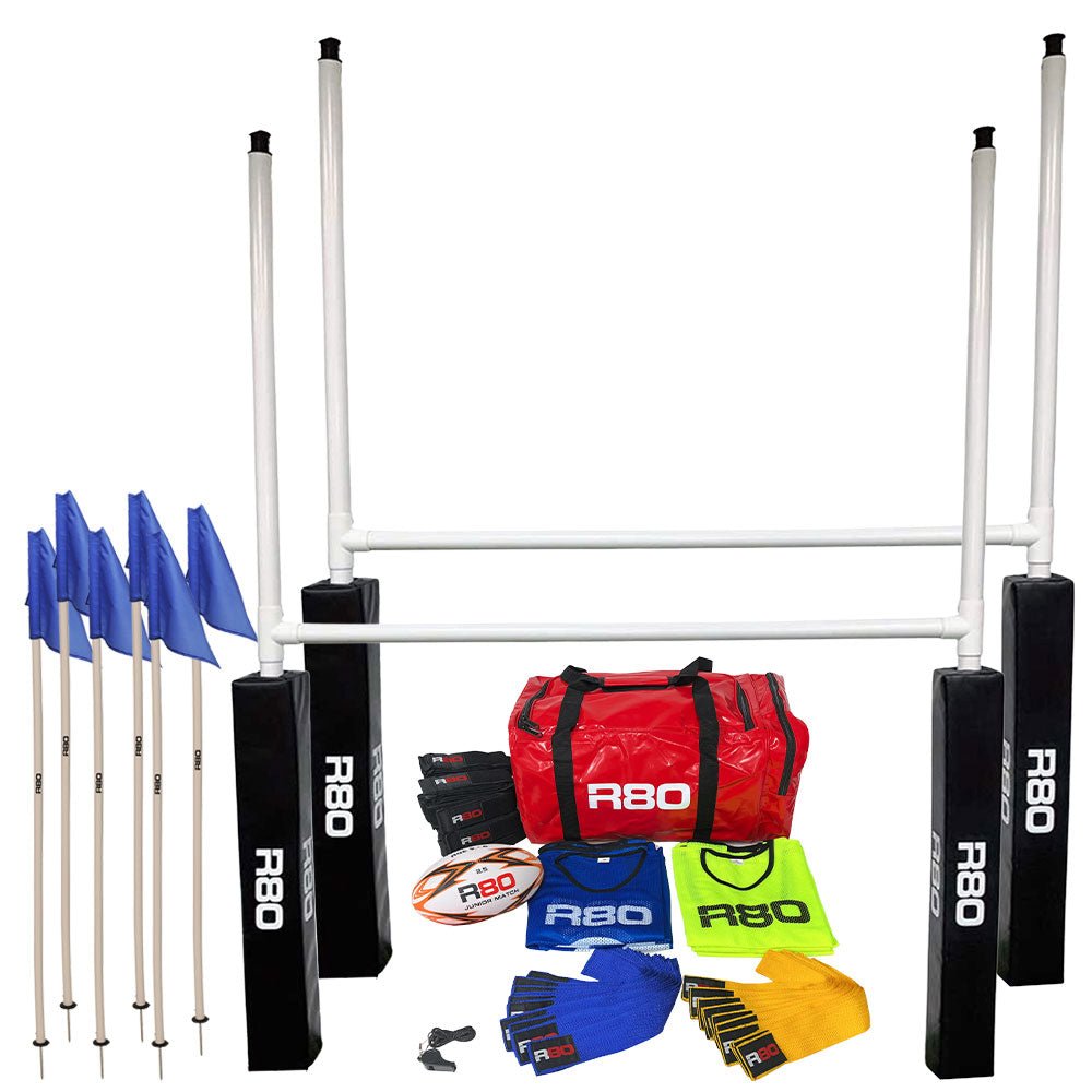 R80 Junior Rippa Team Sets with Posts & Corner Poles - Blue / GreenJunior 115cm suits 4 to 10 year oldsJunior - 4 to 8 years
