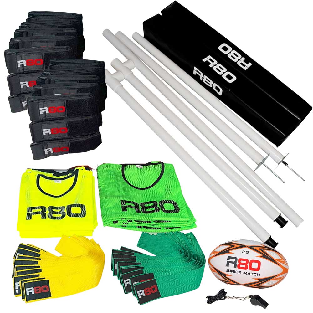 R80 Junior Rippa Team Sets with Posts &amp; Corner Poles - Green / YellowJunior 115cm suits 4 to 10 year oldsJunior - 4 to 8 years