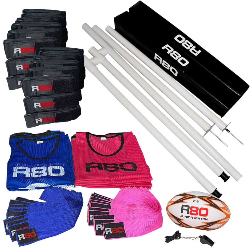 R80 Junior Rippa Team Sets with Posts &amp; Corner Poles - Blue / PinkJunior 115cm suits 4 to 10 year oldsJunior - 4 to 8 years