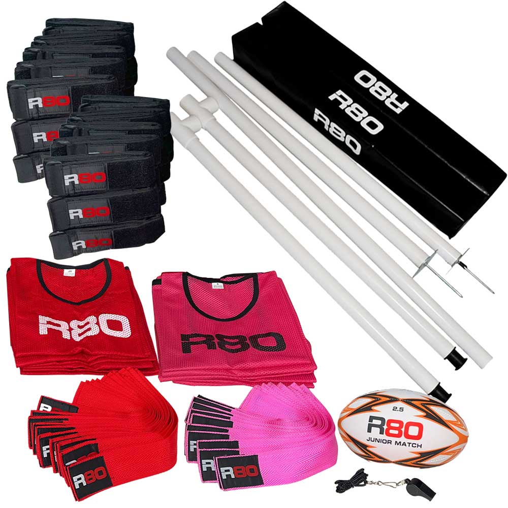 R80 Junior Rippa Team Sets with Posts &amp; Corner Poles - Red / PinkJunior 115cm suits 4 to 10 year oldsJunior - 4 to 8 years